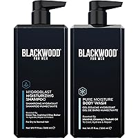 BLACKWOOD FOR MEN Hydroblast Moisturizing Shampoo & Pure Moisture Body Wash - Vegan Nourishing Hair & Skin Duo with Ginseng, Ginger, & Menthol - Sulfate, Paraben, & Cruelty-Free (17 Oz)