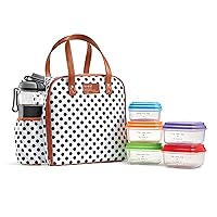 Fit & Fresh Lunch Bag For Women, Insulated Womens Lunch Bag For Work, Leakproof & Stain-Resistant Large Lunch Box For Women With Containers and Bottle, Zipper Closure Wichita Bag White Dot