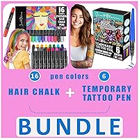 Jim&Gloria Dustless Hair Chalk for girl, Temporary Color Dye + Face & Body Art Tattoo Pen Washable Skin Markers 6 Colors