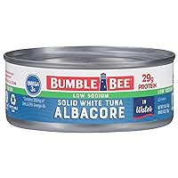 Bumble Bee Low Sodium Solid White Albacore Tuna in Water, 5 oz Can (Pack of 12) - Wild Caught Tuna - 29g Protein per Serving - Non-GMO, Gluten Free, Kosher - Great for Tuna Salad & Recipes