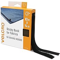 Sticky Back for Fabrics, 10 Ft Bulk Roll No Sew Tape with Adhesive, Cut Strips to Length Peel and Stick Bond to Clothing for Hemming Replace Zippers and Snaps, Black