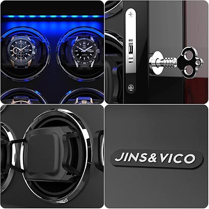 Watch Winder, Adjustable [Upgraded] Watch Pillows, 8 Winding Spaces Watch Winders for Automatic Watches, Built-in Illumination