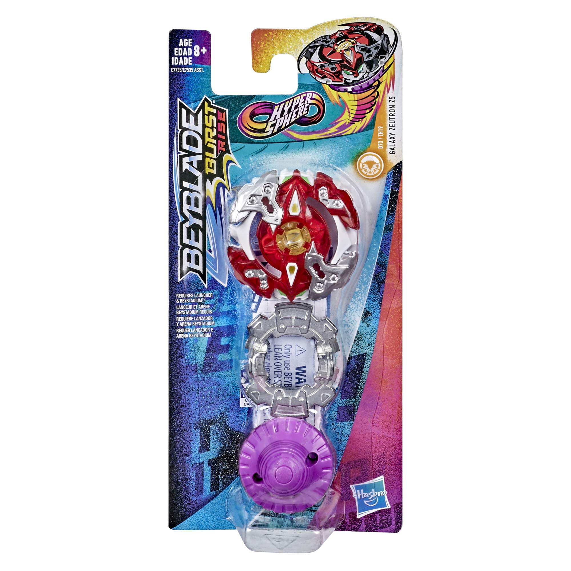 BEYBLADE Burst Rise Hypersphere Galaxy Zeutron Z5 Single Pack - Stamina Type Right-Spin Battling Top Toy, Ages 8 and Up