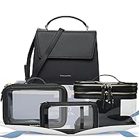 Work Insulated Lunch Box for Women, Lunch Bags for Work + Travel Clear Makeup Bag Cosmetic Organizer for Women + Cute Small Makeup Bag with Compartments + Black Case Makeup Toiletry Bag for Women