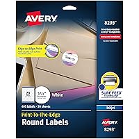 Matte White Round Labels, Sure Feed Technology, Permanent Adhesive, 1-1/2