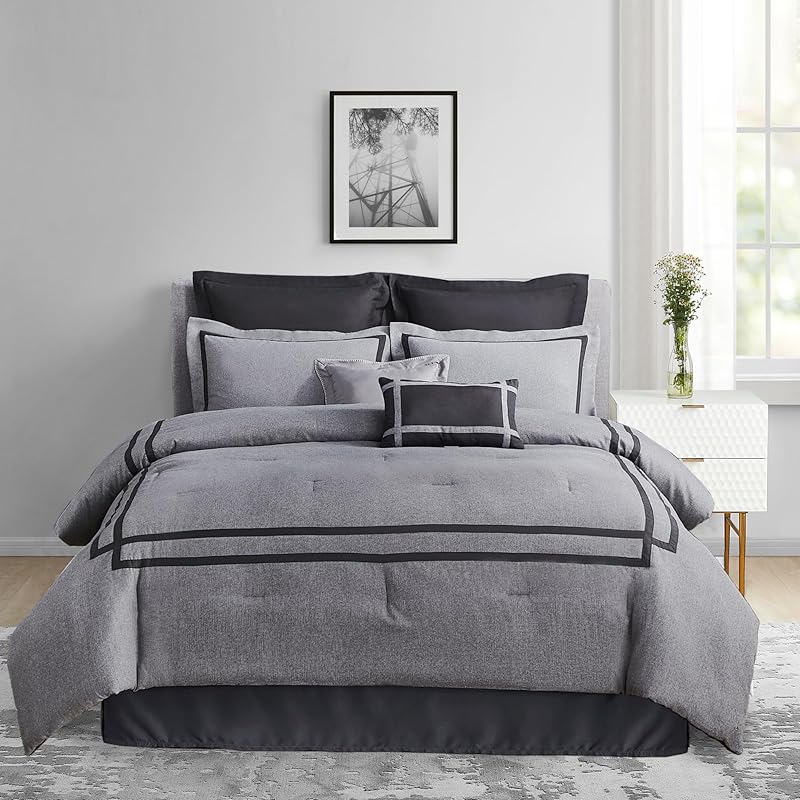 Mua SHALALA King Bedding Comforter Sets,8-Piece Grey Hotel Style ...