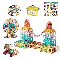 113PCS Magnetic Tiles for Kids Ages 4-8, 3D Compatible Magnetic Building Blocks with Storage Box,1-3 Boys and Girls STEM Creativity/Educational Preschool Toys