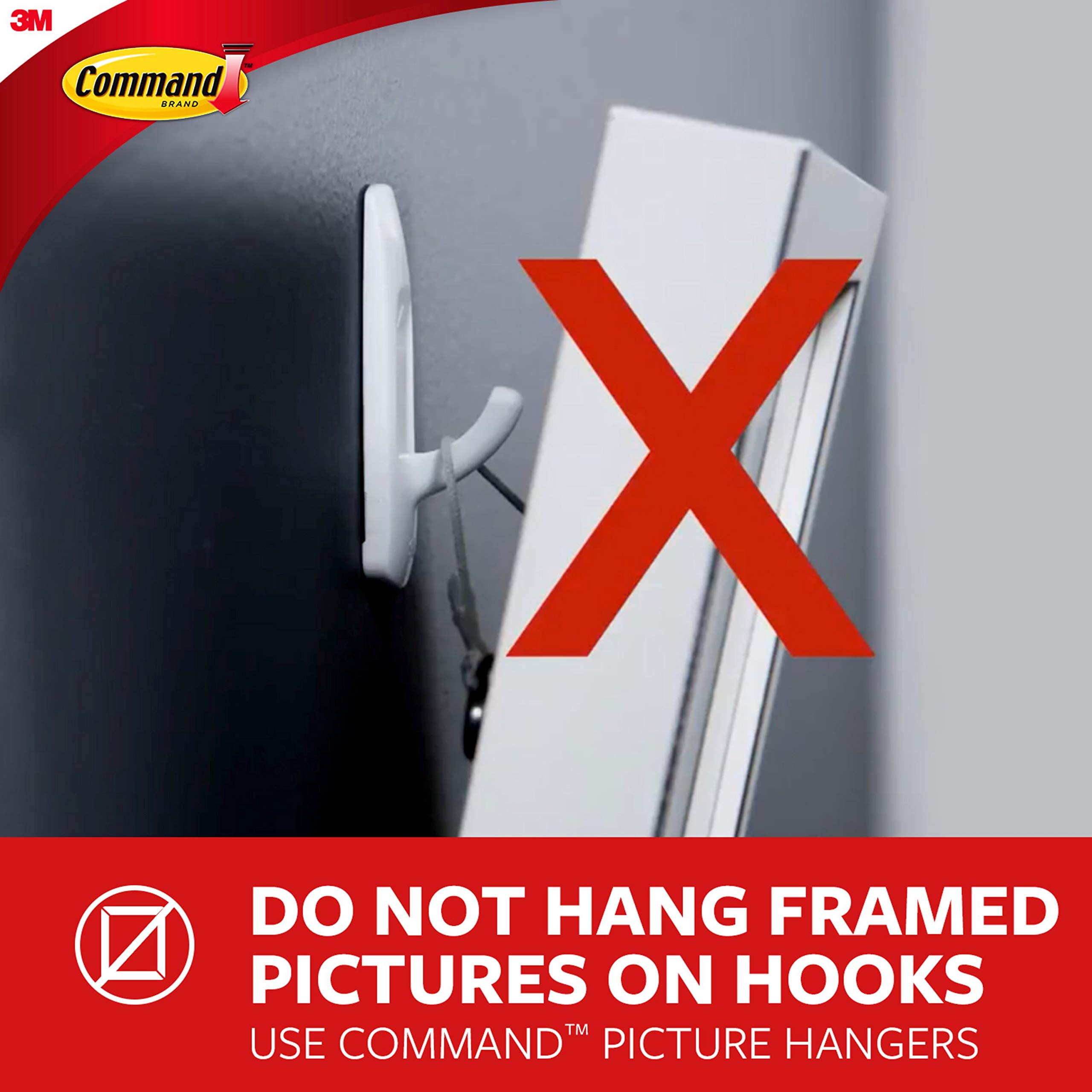 Command Universal Frame Hangers, Damage Free Hanging Picture Hangers, Frame Hanger for Hanging Dorm Room Decorations, 3 Metal Picture Frame Hangers and 8 Large Command Strips