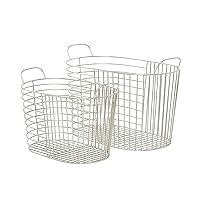 CosmoLiving by Cosmopolitan Contemporary Metal Round Storage Basket, Set of 2 14