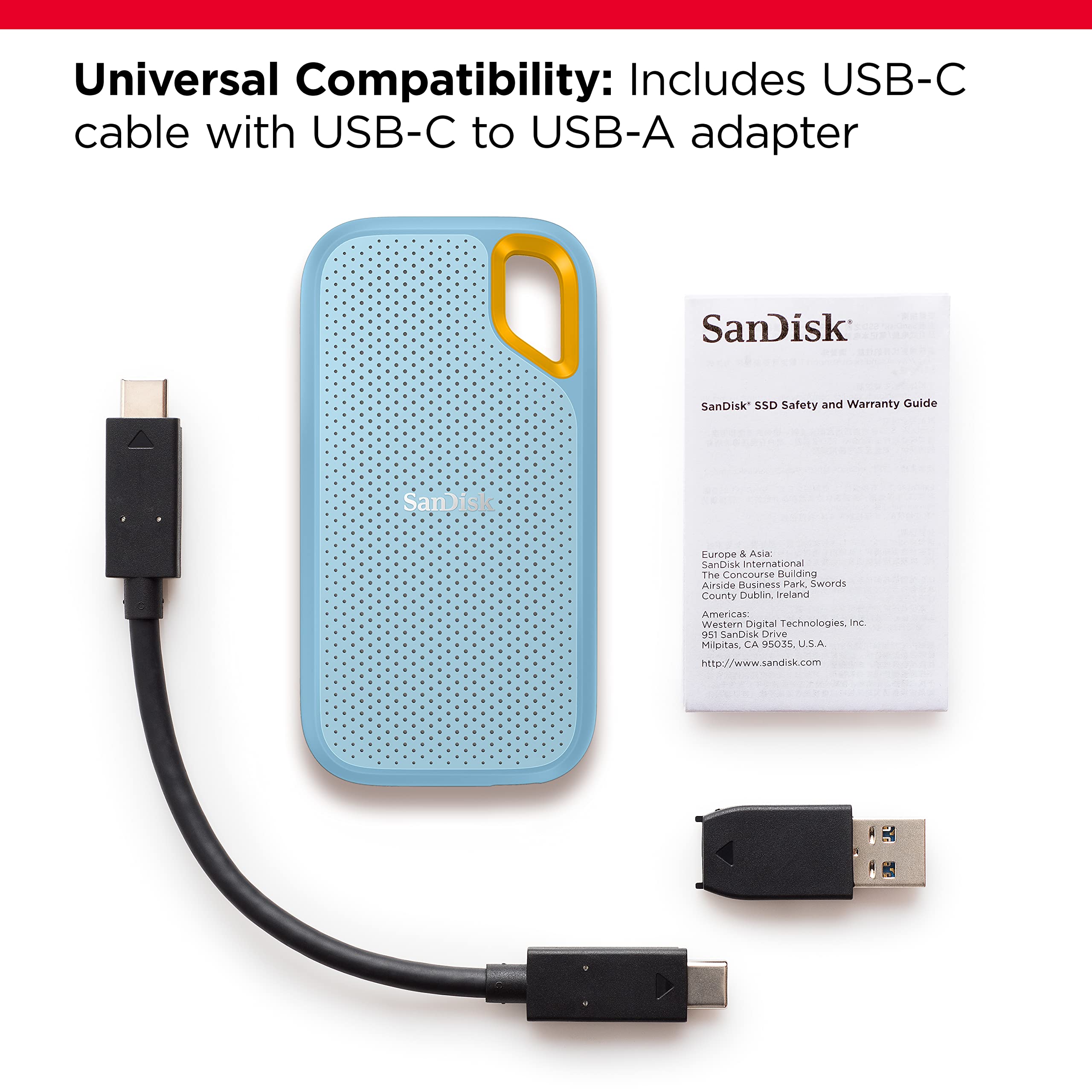 SanDisk 4TB Extreme Portable SSD - Up to 1050MB/s, USB-C, USB 3.2 Gen 2, IP65 Water and dust Resistance, External Solid State Drive - SDSSDE61-4T00-G25B