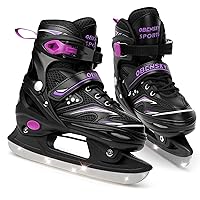Adjustable Ice Skates - Kids Ice Skates for Beginners, Girls and Boys - Soft Padding and Reinforced Ankle Support - Fun Ice Hockey Lace-Up Skates for Outdoor and Rink