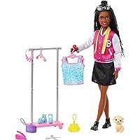 On-set Stylist Doll & 14 Accessories, Brooklyn Doll with Garment Rack, Top, Fashion Pieces, Puppy & More