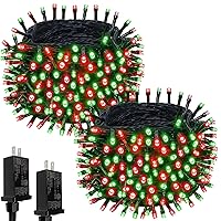 OZS Upgraded 2Pack 164ft 400 LED String Lights Outdoor/Indoor, Extendable Fairy String Lights, Waterproof 8 Modes Green Wire Tree Lights for Holiday Party Garden Christmas Decoration (Red&Green)