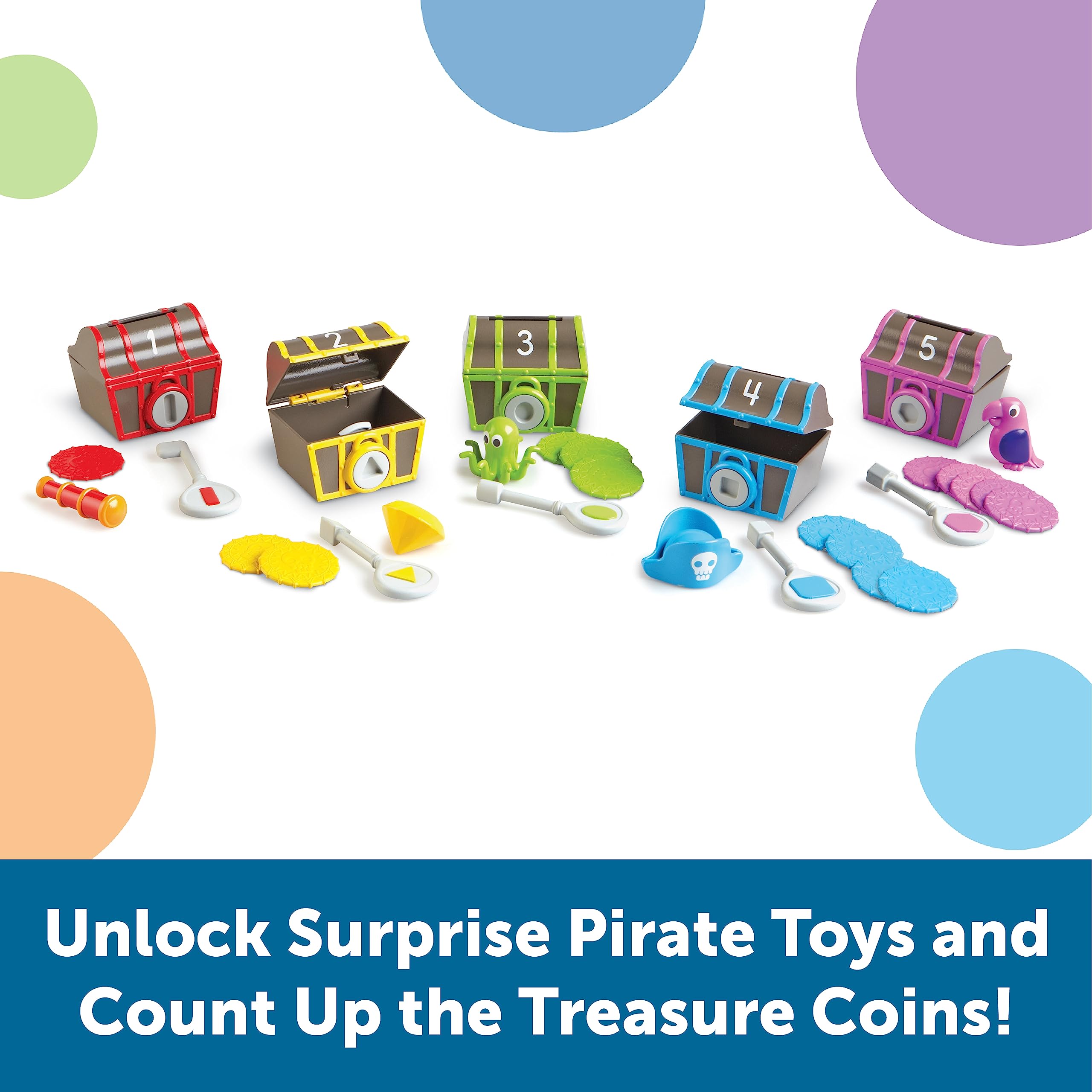 Learning Resources Sorting Surprise Pirate Treasure - 30 Pieces, Ages 3+ Color, Sorting & Matching Skills Toy, Fine Motor Skills Toys for Toddlers, Preschool Learning Toys