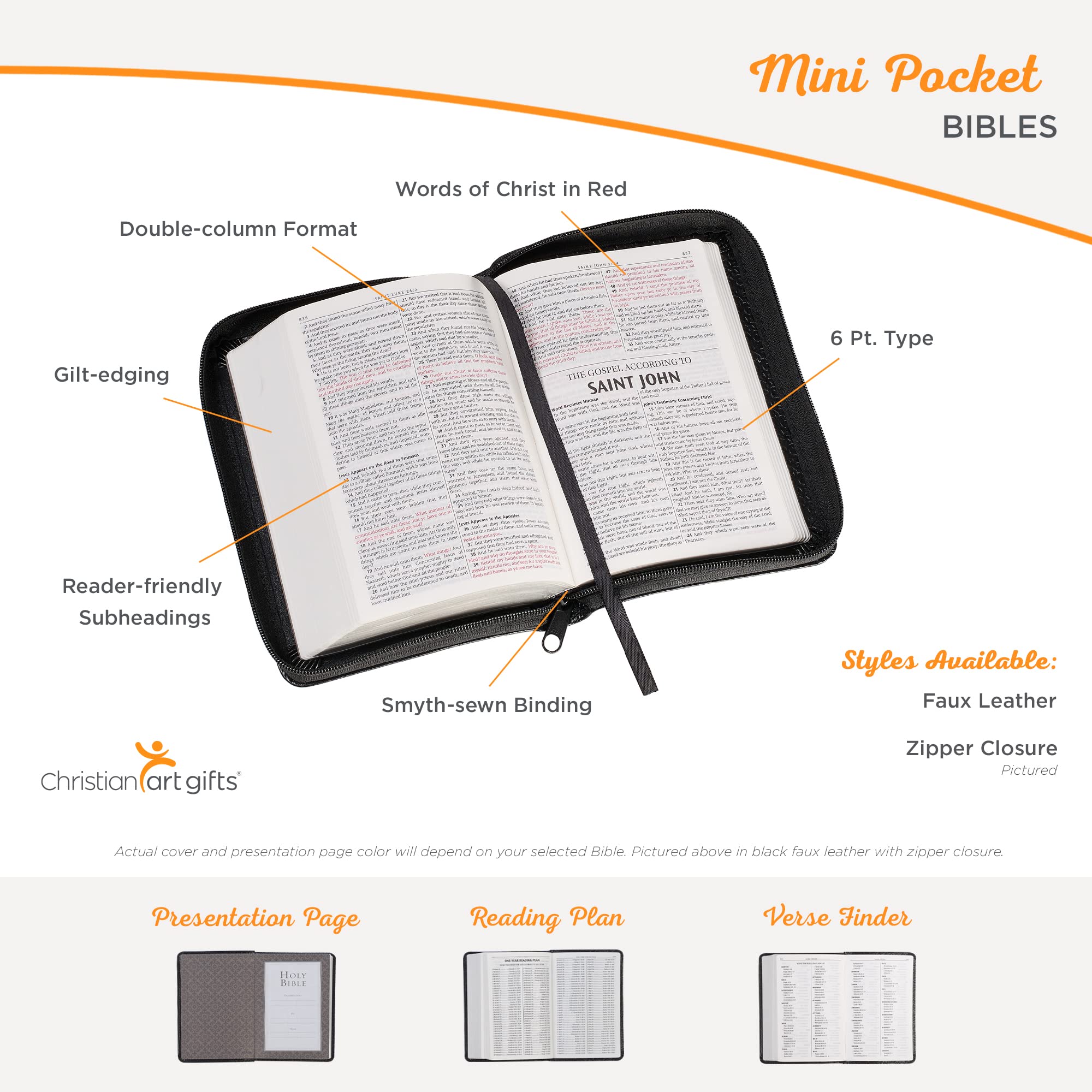 KJV Holy Bible, Mini Pocket Size, Faux Leather w/Ribbon Marker, Red Letter, King James Version, Purple
