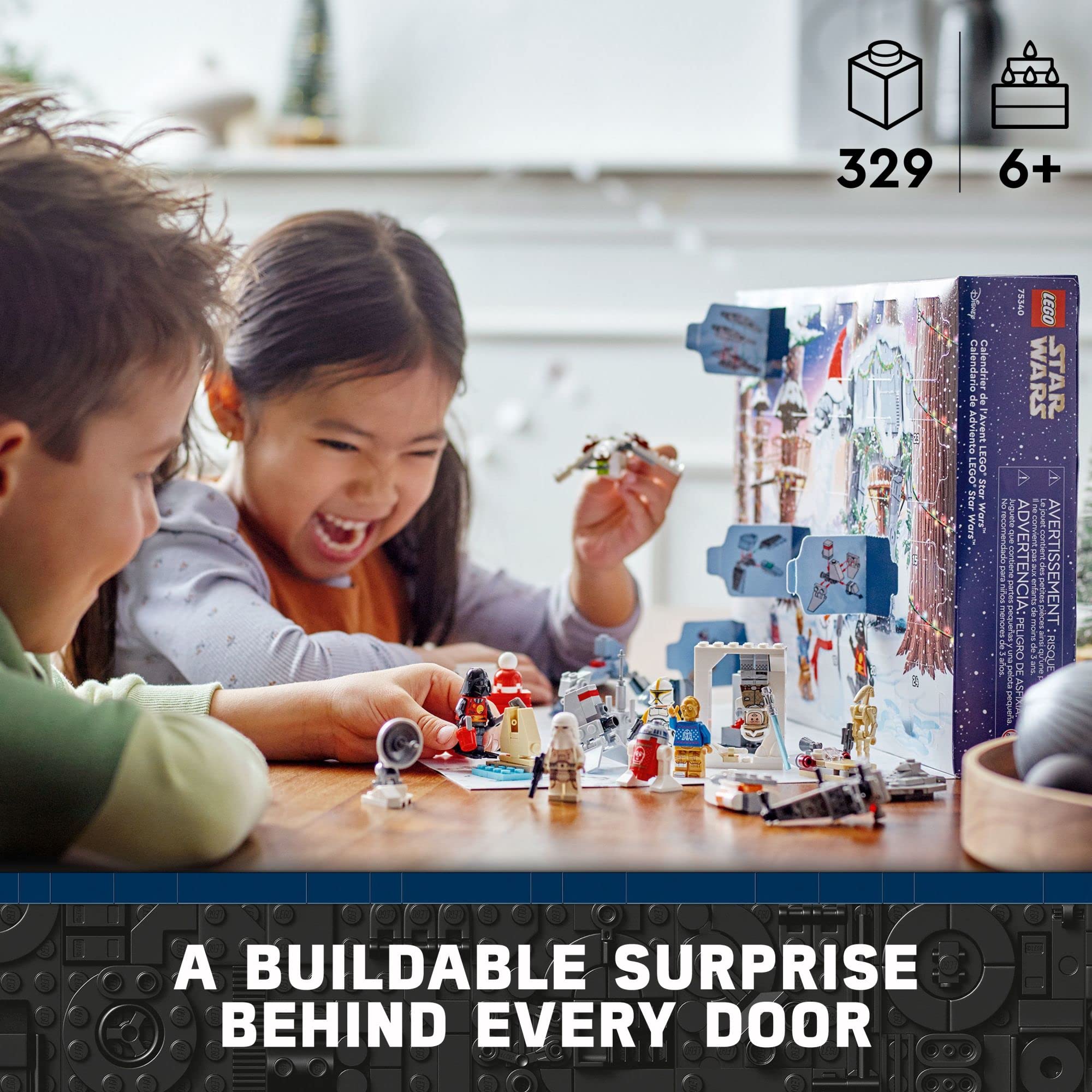 LEGO Star Wars 2022 Advent Calendar 75340 Building Toy Set for Kids, Boys and Girls, Ages 6+, 8 Characters and 16 Mini Builds (329 Pieces)