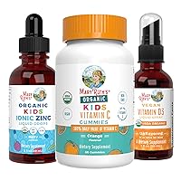 MaryRuth's USDA Organic Kids Ionic Zinc Drops, Kids Vitamin C Gummies, and Kids Vitamin D3 Liquid Spray, 3-Pack Bundle for Immune Support, Skin Health, Bone Health, and Overall Health, Vegan & Non-GMO