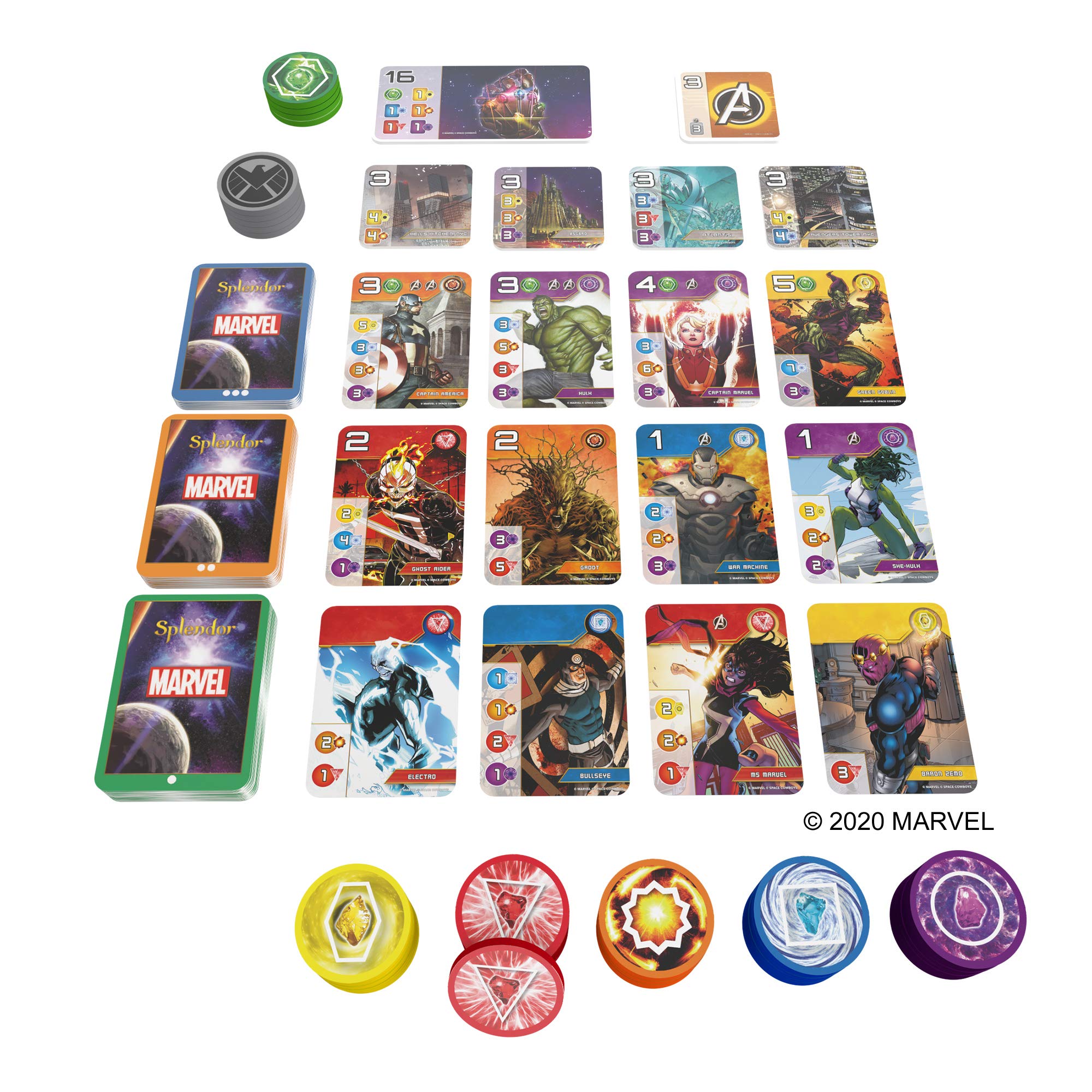 Marvel Splendor Board Game - Strategy Game for Kids and Adults, Fun Family Game Night Entertainment, Ages 10+, 2-4 Players, 30-Minute Playtime, Made by Space Cowboys