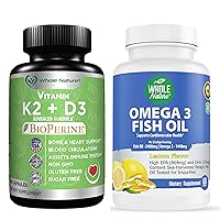 K2+D3 with Bioperine Plus Calcium Omega 3 Fish Oil are Most Effective Together to Support Heart & Bone Health, Joints and Brain
