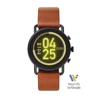Skagen Connected Falster 3 Gen 5 Stainless Steel and Leather Touchscreen Smartwatch, Color: Brown/Black (Model: SKT5201)