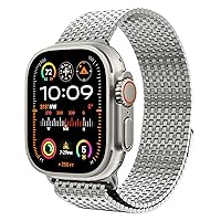 LULULOOK Compatible With Apple Watch Band 49/45/44/42/41/40/38mm for Women Men, Stainless Steel Mesh Loop Magnetic Clasp iWatch Band for Apple Watch Series 9 8 7 6 5 4 3 2 1 SE SE2