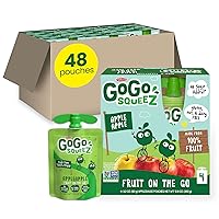 Fruit on the Go, Apple Apple, 3.2 oz (Pack of 48), Unsweetened Fruit Snacks for Kids, Gluten Free, Nut Free and Dairy Free, Reclosable Cap, BPA Free Pouches