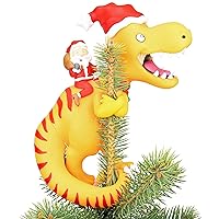 Santa Riding a T-Rex Funny Christmas Tree Topper - Large 10