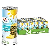 Dole 100% Pineapple Juice, No Added Sugar, Excellent Source of Vitamin C, 100% Fruit Juice, 8.4 Fl Oz, 24 Cans, Packaging May Vary