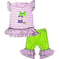 ABC KIDS Baby Little Girls Happy Spring Easter Outfits - Capris Playwear Knit Sets