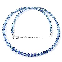 1 Strand Tanzanite Necklace 45CM Natural Emerald Beads Necklace Tanzanite Plain Rondelles Necklace Gift For Women's Emerald Jewelry Silver Gift