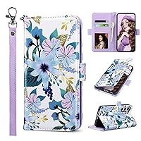 ULAK Compatible with Galaxy S23 5G Wallet Case, Samsung S23 Wallet Case for Women Girls, PU Leather Flip Case with Card Holders Kickstand Shockproof TPU Inner Phone Cover 6.1 Inch (2023), Flower