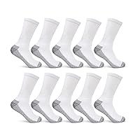 Fruit of the Loom mens Cushioned Durable Cotton Work Gear With Moisture Wicking Casual Sock, White, 12-15 US(Pack of 10)