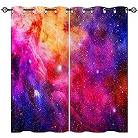 Cosmic Planet Pink Purple Yellow Nebula Stars Print pattern3D Pattern Grommet Insulated Curtain Art Print Curtain for Bedroom Living Room Home Decor 2 Piece Curtains 27.5×39 Inch