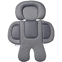 Car Seat Head and Body Supports for Infant, 2-in-1 Reversible Baby Car Seat Insert Stroller Soft Cushion Suitable for All The Season (Gray/Black)