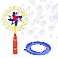 Pinwheel Bubble Wand - Bubble Blower and Windmill Spinner - Colors and Styles May Vary
