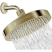 SparkPod Shower Head - High Pressure Rain - Premium Quality Luxury Design - 1-Min Install - Easy Clean Adjustable Replacement for Your Bathroom Shower Heads (Polished Antique Brass, 6 Inch Round)