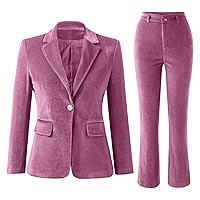 Womens Two Piece Casual Outfits Office Button Down Blazers Jackets and Wide Leg Pant Suit Sets