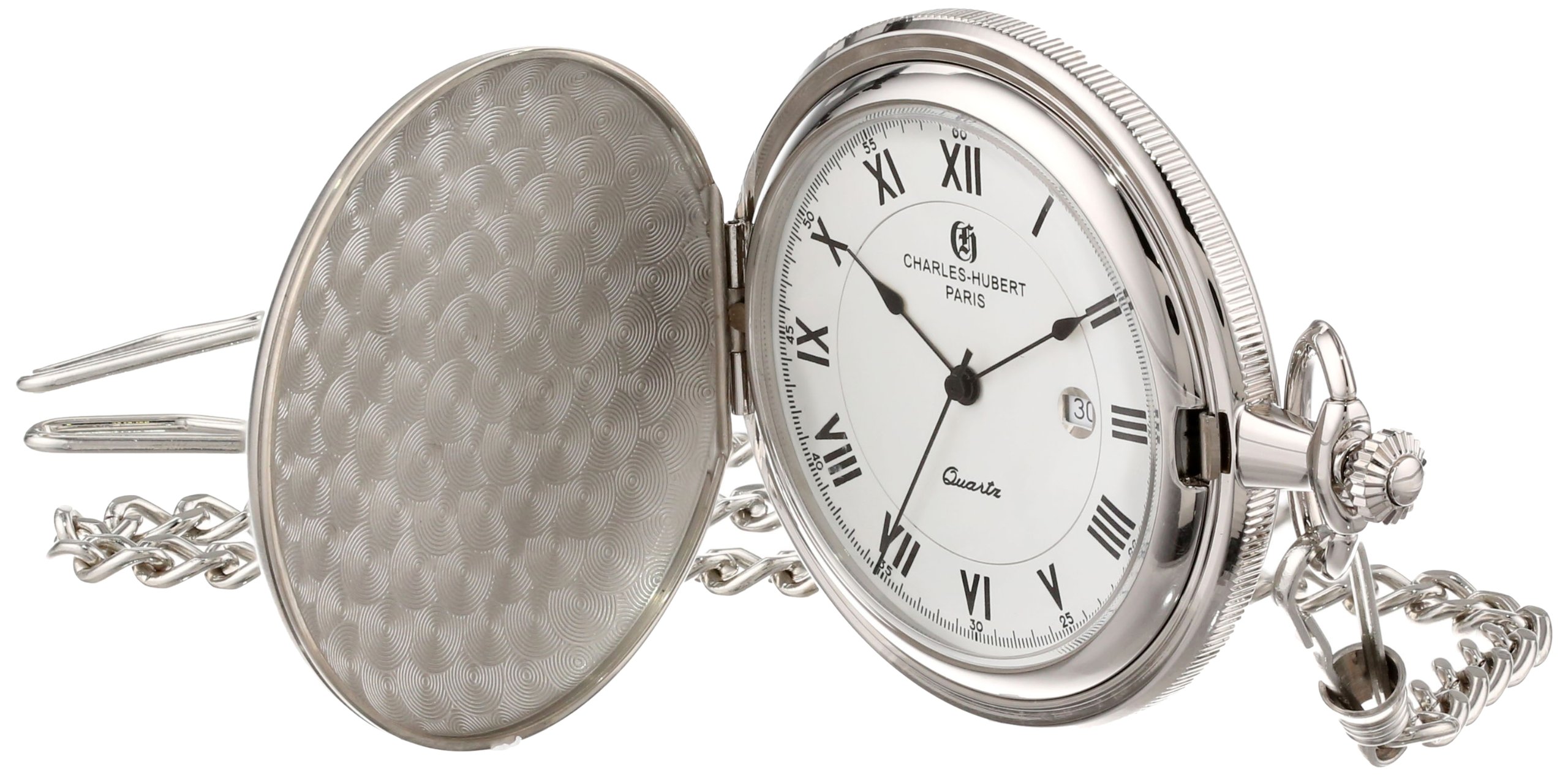Charles-Hubert, Paris 3940 Classic Collection Chrome Finish Brass Pocket Watch