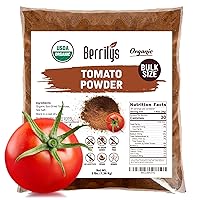 Dried Tomato Powder with Salt, Organic, Berrilys, 3 LB, USDA Organic Certified, Dehydrated, Ground, Great for Baking, Made From Organic Dried Tomatoes, Great Souce for Pizza and Pasta, Alternative Spice, Herbs