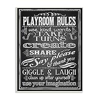 Stupell Home Décor Black and White Playroom Rules Use Kind Words Canvas Wall Art, 16 x 20, Multi-Color