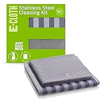 E-Cloth Stainless Steel Cleaning Kit, Microfiber Stainless Steel Cleaner for a Spotless Shine Home Appliances Including Oven, Stove and Refrigerators, Washable and Reusable, 100 Wash Promise