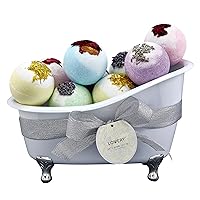 Mothers Day Gift Bath Bombs Gift Set for Women and Men, 10 Oversized Two Tone Bath Fizzies with Shea & Coco Butter Dry Flower Petals, Rich Spa Bath Set in Cute Tub, Multiple Fragrances, Birthday Gifts
