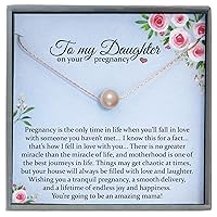 14K Rose Gold Filled Pregnant Daughter Gifts, Blush Peach Pearl Necklace with Meaningful Message