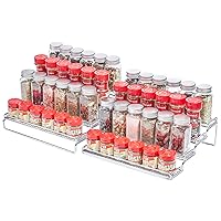 MEIQIHOME 4 Tier Expandable Spice Rack Organizer (11.4 to 22.8 Inch) Step Shelf Spice Storage Holder, for Kitchen Cabinet Countertop Cupboard Pantry, Metal, Chrome