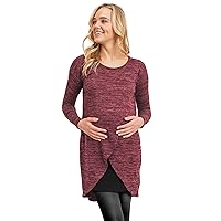 HELLO MIZ Women's Sweater Knit Long Sleeve Maternity Nursing Tunic Dress