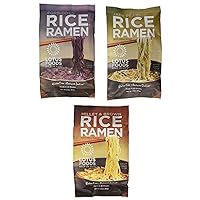 Gluten Free Rice Vegan Ramen & Miso Soup 3 Flavor 6 Bag Variety Bundle: (2) Millet & Brown Rice Ramen, (2) Forbidden Rice Ramen, and (2) Jade Pearl Rice Ramen, 2.8 Oz Ea (6 Tot)