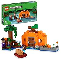 LEGO 21248 Minecraft Pumpkin Farm, Frog Buildable House, Boat, Treasure Chest and Steve and Witch Figurines, Swamp Biome Toys, Gift for Kids, Boys, Girls