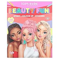 TOPModel Beauty Fun 13137 Colouring Book with 36 Pages for Designing Model Motifs, Includes 3 Double-Sided Stickers
