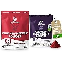 Premium Freeze-Dried Fruit Powders Bundle: 3.5oz Wild Cranberry Powder & 5oz Organic Blackberry Powder - Perfect for Baking, Flavoring, Smoothies & More! No Added Sugar