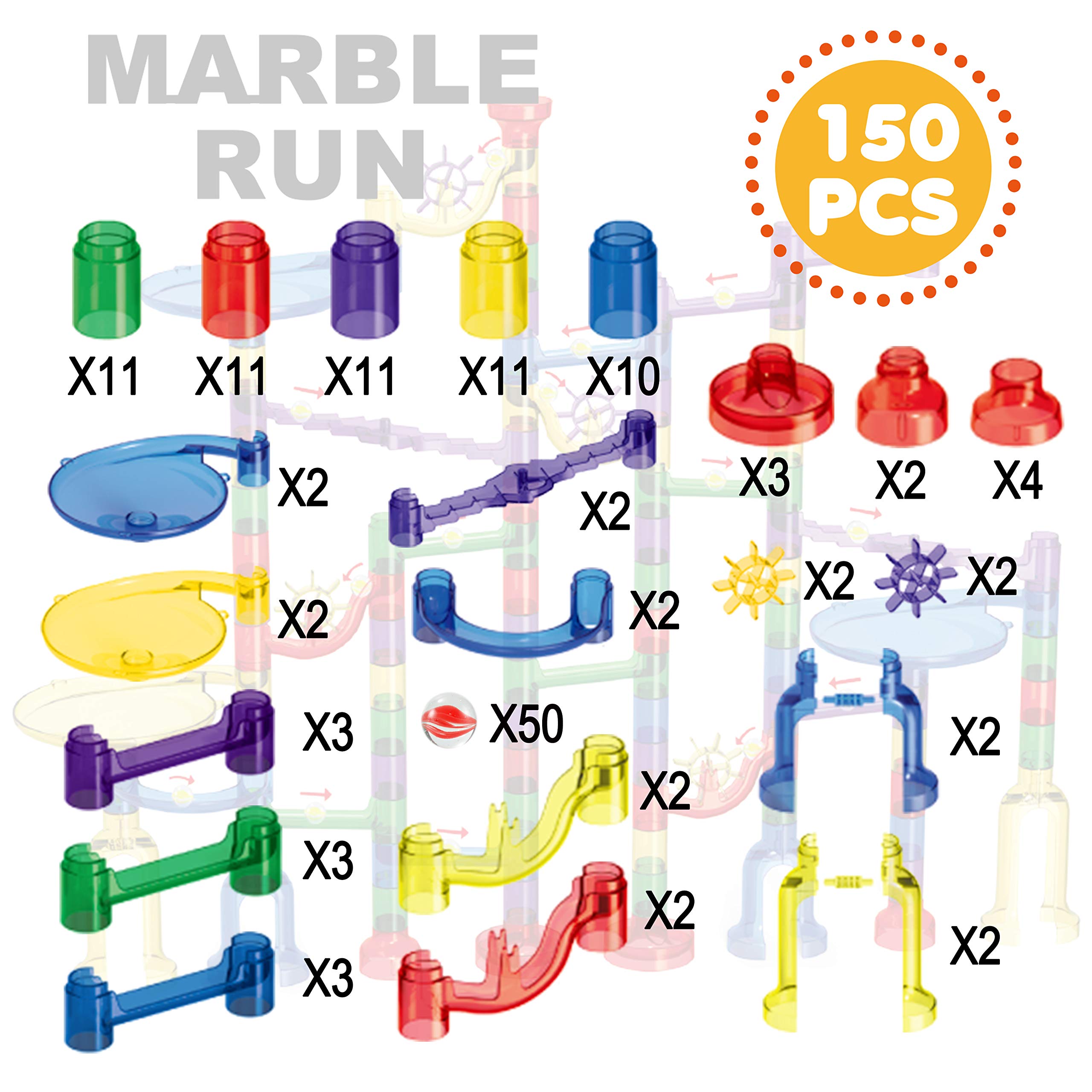 JOYIN 150Pcs Marble Run Premium Toy Set- Construction Building Blocks Toys, STEM Educational Building Block Toy